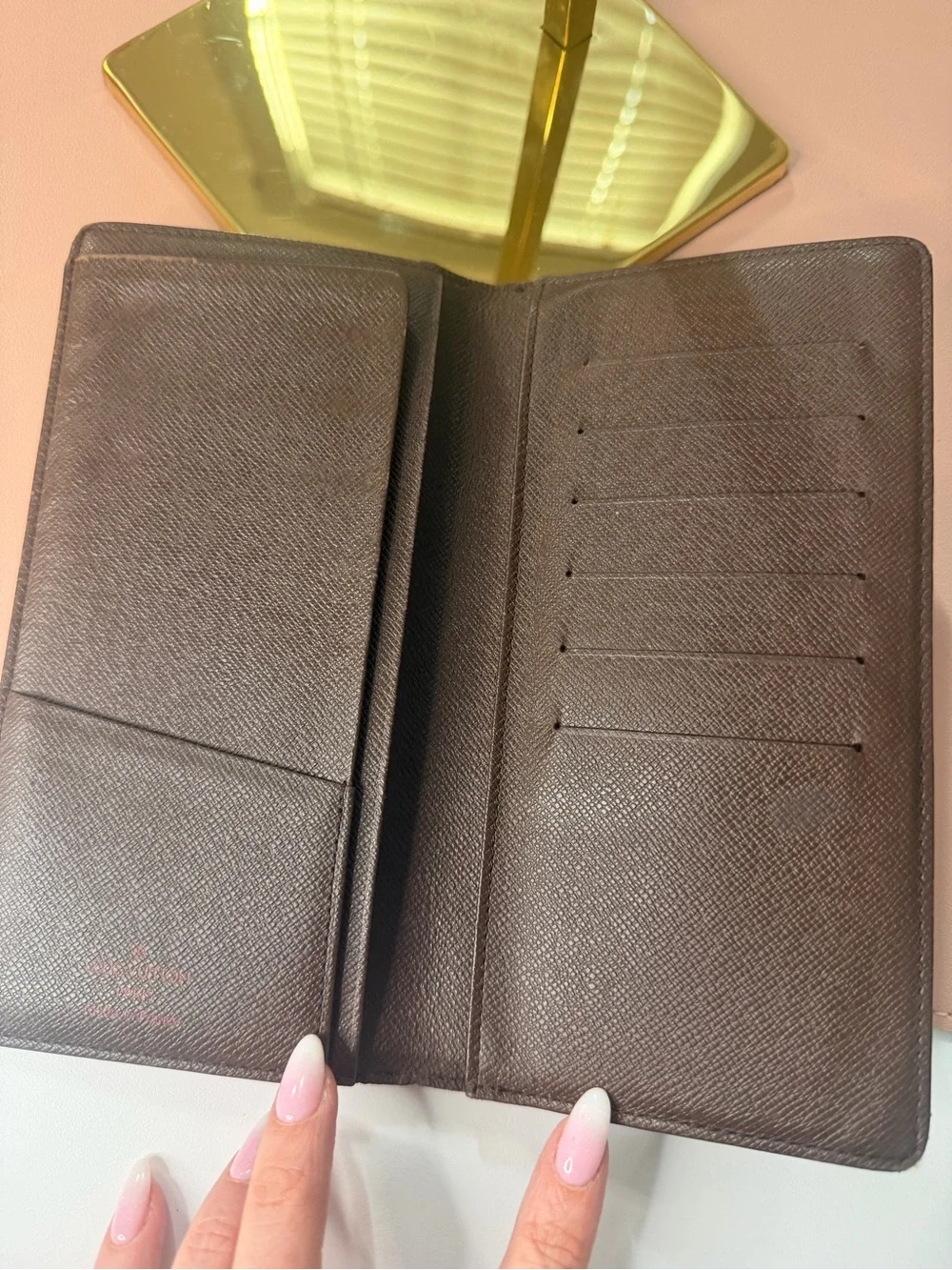 Louis Vuitton Brown Damier Check Vertical Card Case w/ Box COA
